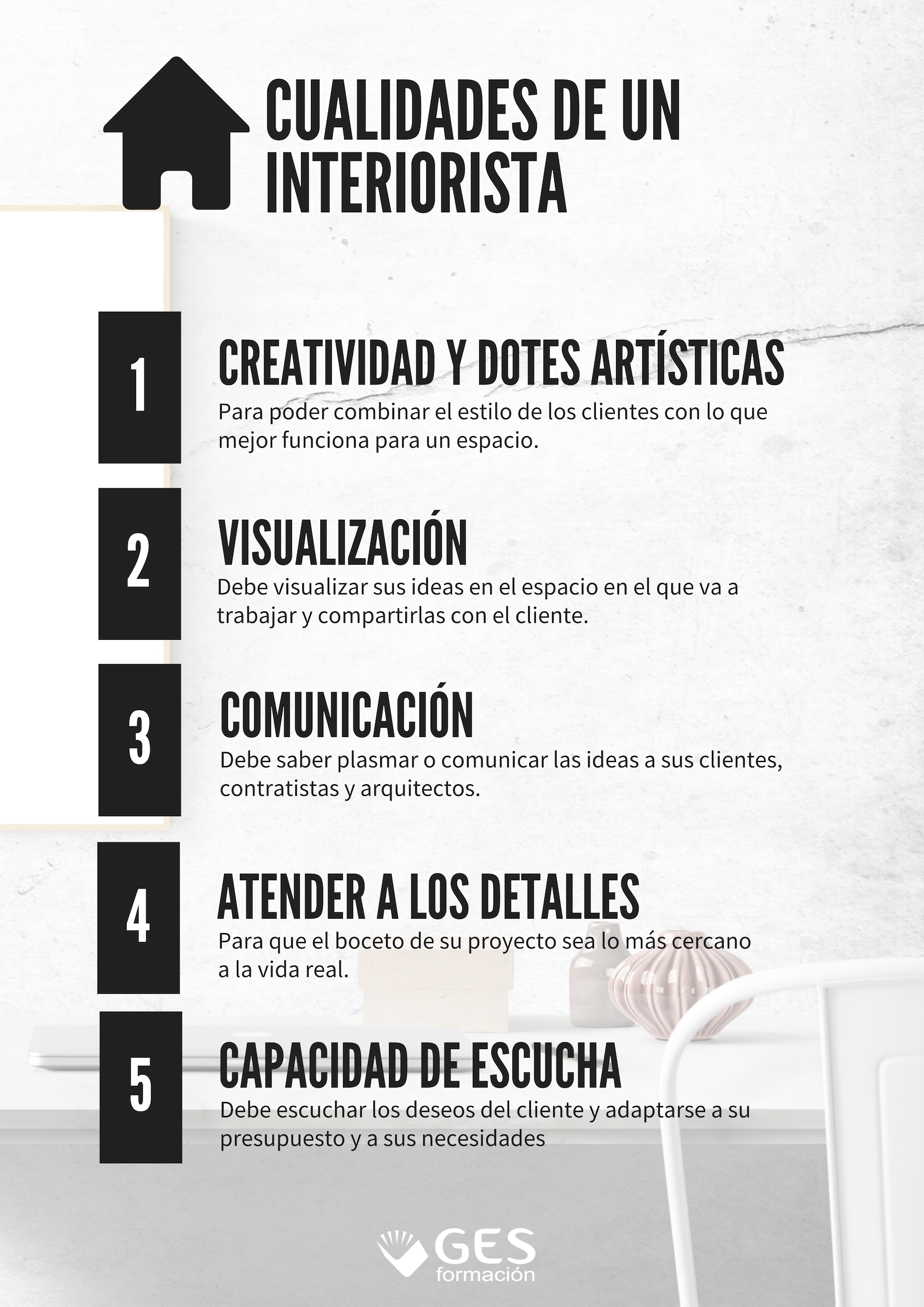 Las 5 cualidades que debe tener un decorador de interiores Blog GES Formación Las 5 cualidades que debe tener un decorador de interiores Blog GES Formación